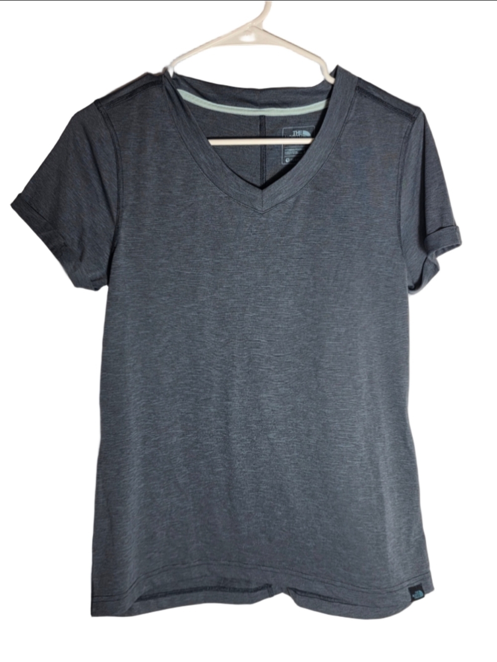 Women's The North Face FlashDry Short Sleeve Tee, Size M, Grey/Blue hiking bike